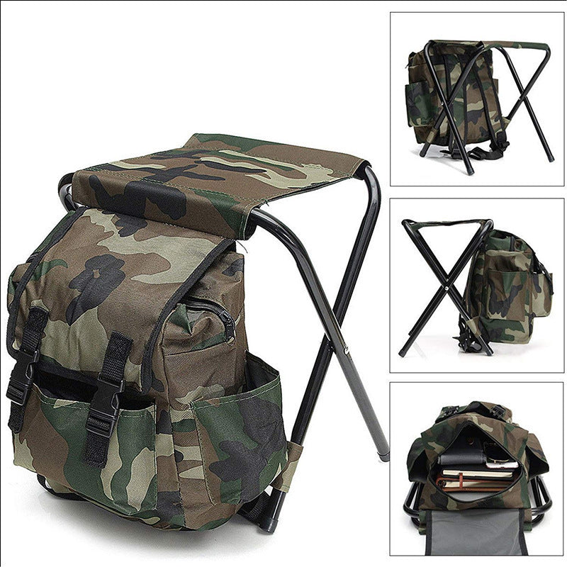 Folding Camo Backpack Stool - Portable Chair for Camping & Fishing V888-ELOSUNG26078