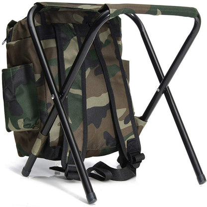 Folding Camo Backpack Stool - Portable Chair for Camping & Fishing V888-ELOSUNG26078