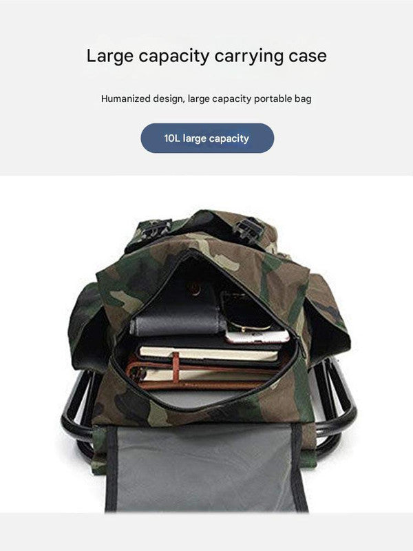 Folding Camo Backpack Stool - Portable Chair for Camping & Fishing V888-ELOSUNG26078