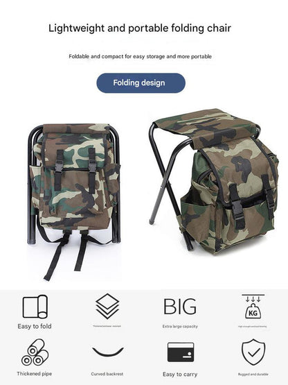 Folding Camo Backpack Stool - Portable Chair for Camping & Fishing V888-ELOSUNG26078