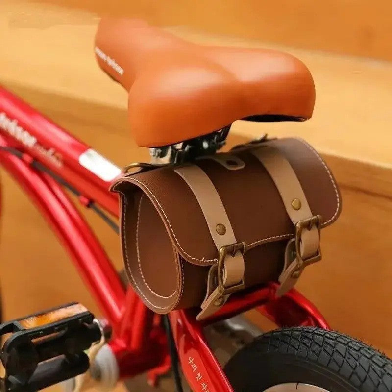 PU Leather Cycling Pouch - Retro Style for Bicycle Handlebars or Saddle V888-ELOSUNG26079