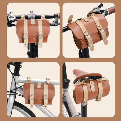 PU Leather Cycling Pouch - Retro Style for Bicycle Handlebars or Saddle V888-ELOSUNG26079