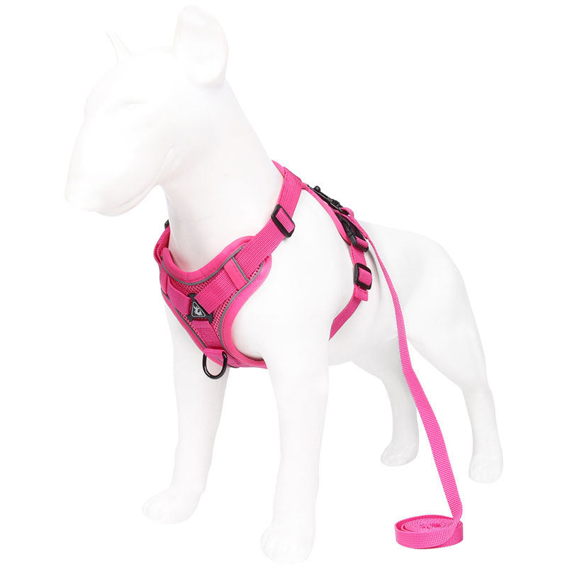Brown Reflective Mesh Dog Harness and Leash Set - Adjustable No-Pull Vest - L V888-ELOSUNG26084