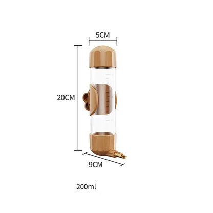 Brown Automatic Bird Water Feeder Bottle (200ml) - Leakproof No-Drip Dispenser for Parrots V888-ELOSUNG26086