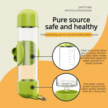 Brown Automatic Bird Water Feeder Bottle (200ml) - Leakproof No-Drip Dispenser for Parrots V888-ELOSUNG26086