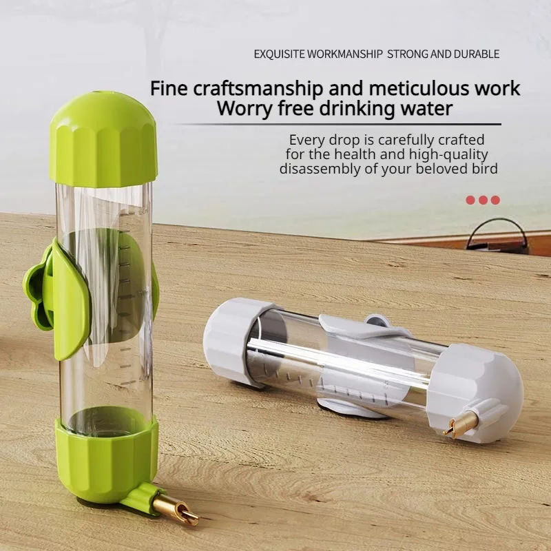 White Automatic Bird Water Feeder Bottle (200ml) - Leakproof No-Drip Dispenser for Parrots V888-ELOSUNG26087