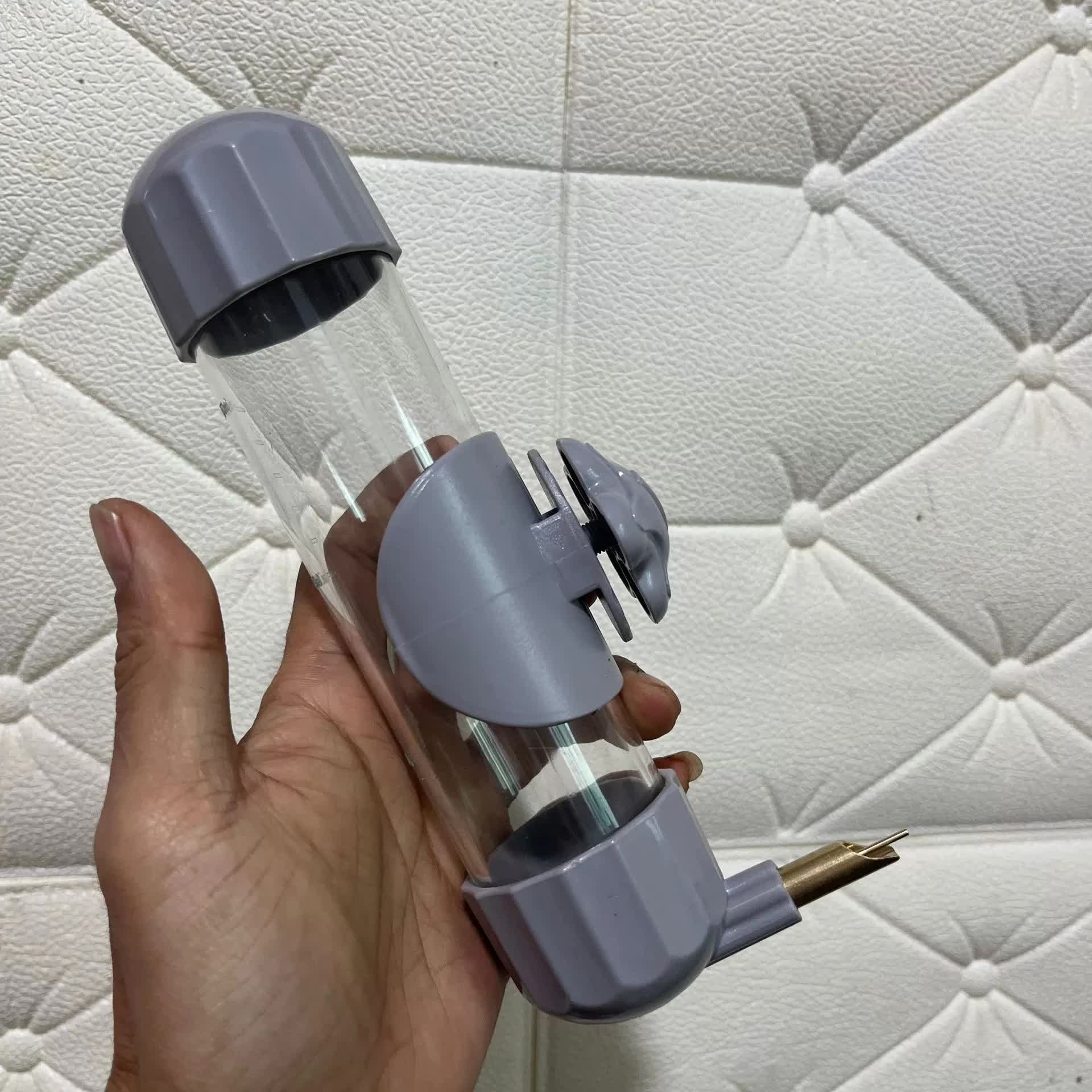 Grey Automatic Bird Water Feeder Bottle (200ml) - Leakproof No-Drip Dispenser for Parrots V888-ELOSUNG26088