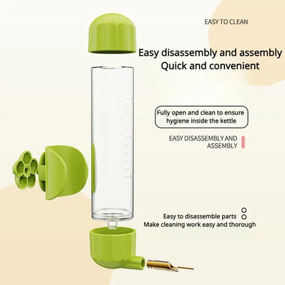 Grey Automatic Bird Water Feeder Bottle (200ml) - Leakproof No-Drip Dispenser for Parrots V888-ELOSUNG26088