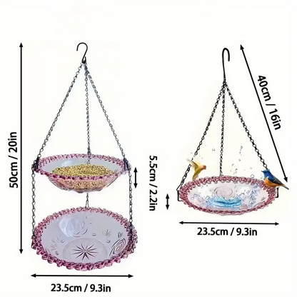 Blue Easy Clean Hanging Bird Feeder - Double Layer Durable Plastic Design for Patios V888-ELOSUNG26089