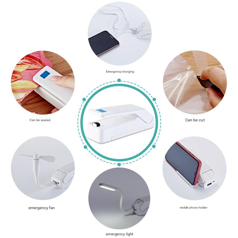 Kitchen Gadget: Portable Heat Sealer - Seals Bags, Cuts, Holds Phone V888-ELOSUNG26093
