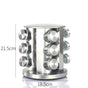 Modern stainless steel round rotating spice rack with 12 empty glass jars (88 ml each) V888-ELOSUNG26113