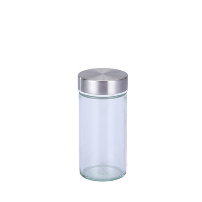 Modern stainless steel rounded corner rotating spice rack with 12 empty glass jars (88 ml each) V888-ELOSUNG26114