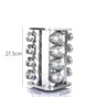 Modern stainless steel rounded corner rotating spice rack with 16 empty glass jars (88 ml each) V888-ELOSUNG26116
