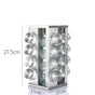 Modern stainless steel square spice revolving rack with 16 (88 ml each) empty glass jars V888-ELOSUNG26117