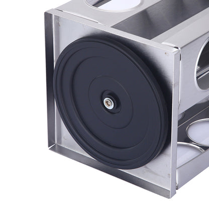 Modern stainless steel square spice revolving rack with 16 (88 ml each) empty glass jars V888-ELOSUNG26117