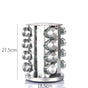 Modern stainless steel round-top rotating spice rack with 16 empty glass jars (88 ml each) V888-ELOSUNG26118
