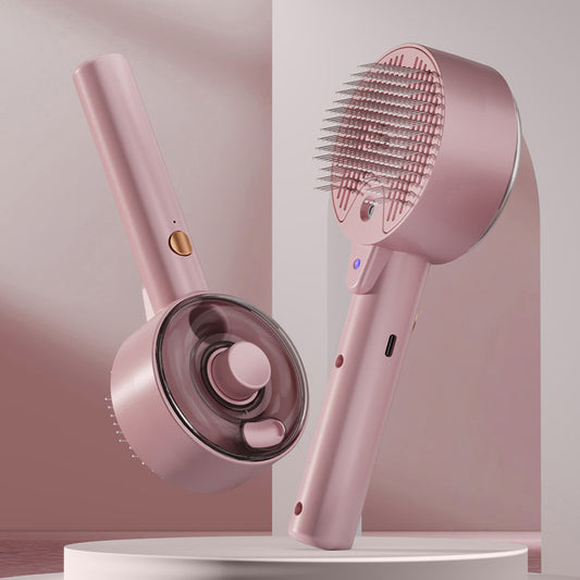 Pink Rechargeable Pet Grooming Brush with UVC Sterilizer & Mist Spray V888-ELOSUNG26133