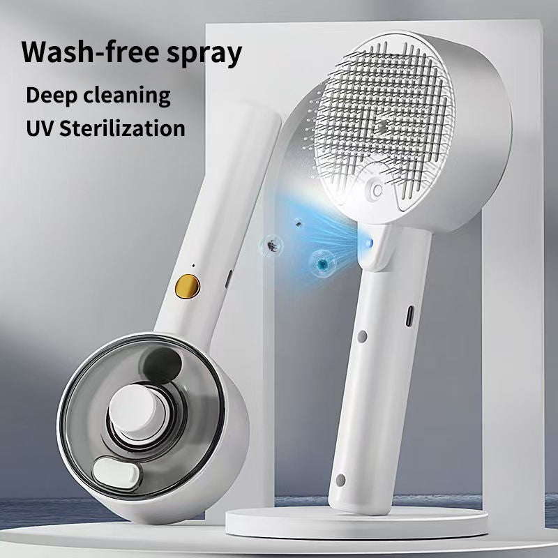 Pink Rechargeable Pet Grooming Brush with UVC Sterilizer & Mist Spray V888-ELOSUNG26133