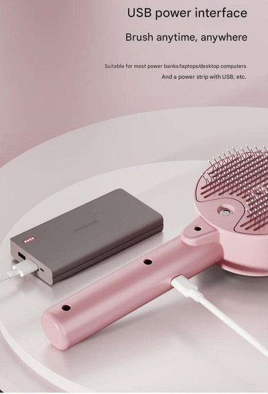 Pink Rechargeable Pet Grooming Brush with UVC Sterilizer & Mist Spray V888-ELOSUNG26133