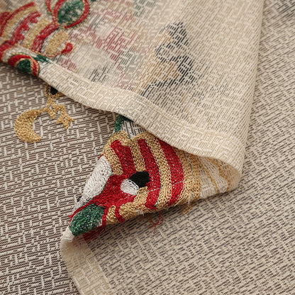 Embroidered Christmas Tablecloth - Embroidered Santa Claus, Reindeer (140*305cm) V888-ELOSUNG26141