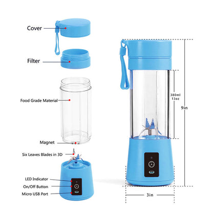 Red Portable Blender USB Rechargeable - Personal Size Smoothie Maker On The Go V888-ELOSUNG26156