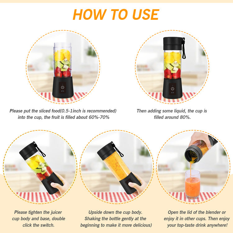 Green Portable Blender USB Rechargeable - Personal Size Smoothie Maker On The Go V888-ELOSUNG26158