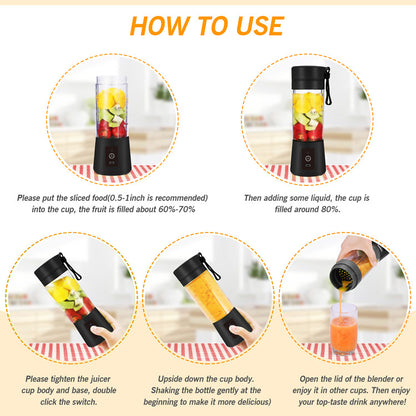 Pink Portable Blender USB Rechargeable - Personal Size Smoothie Maker On The Go V888-ELOSUNG26159