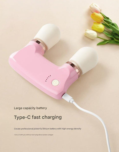 White Portable Dual Head Mini Massager - 5 Modes, Quiet Operation, USB-C Rechargeable V888-ELOSUNG26162
