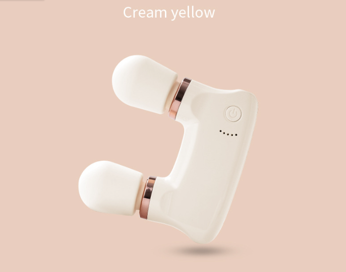 Light yellow Portable Dual Head Mini Massager - 5 Modes, Quiet Operation, USB-C Rechargeable V888-ELOSUNG26164