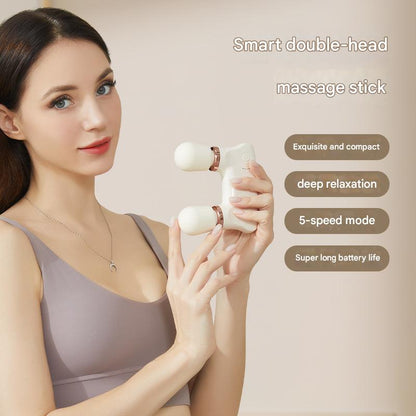 Light yellow Portable Dual Head Mini Massager - 5 Modes, Quiet Operation, USB-C Rechargeable V888-ELOSUNG26164