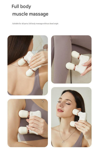 Light yellow Portable Dual Head Mini Massager - 5 Modes, Quiet Operation, USB-C Rechargeable V888-ELOSUNG26164