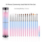 Professional Nail Art Brush Kit (15pcs) - Gradient Handles Manicure Tools V888-ELOSUNG26165