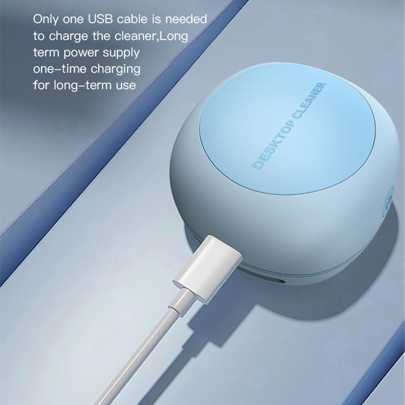 White Cordless Tabletop Crumb Sweeper - USB Rechargeable Mini Vacuum for Desk V888-ELOSUNG26168
