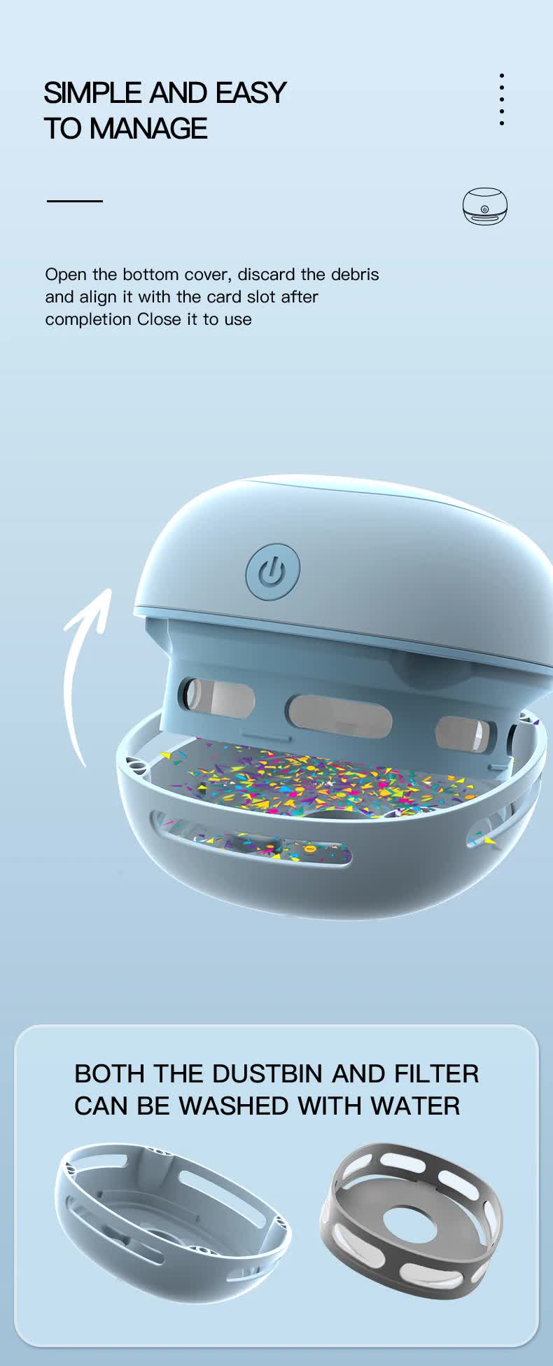 Green Cordless Tabletop Crumb Sweeper - USB Rechargeable Mini Vacuum for Desk V888-ELOSUNG26169