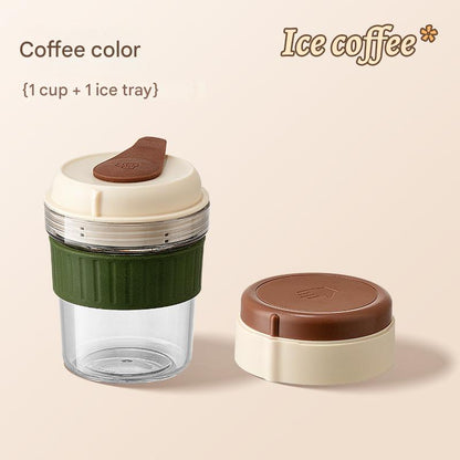 2-in-1 Ice Cube Maker Tumbler - Portable Cup with Integrated Silicone Ice Tray & Lid (1 cup + 1 ice tray) V888-ELOSUNG26170