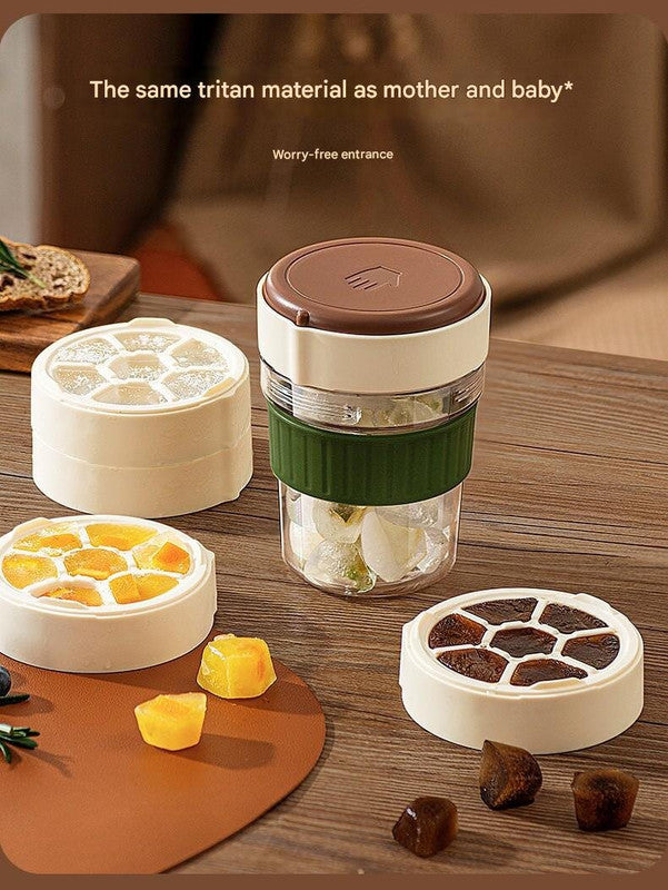 2-in-1 Ice Cube Maker Tumbler - Portable Cup with Integrated Silicone Ice Tray & Lid (1 cup + 3 ice tray) V888-ELOSUNG26171