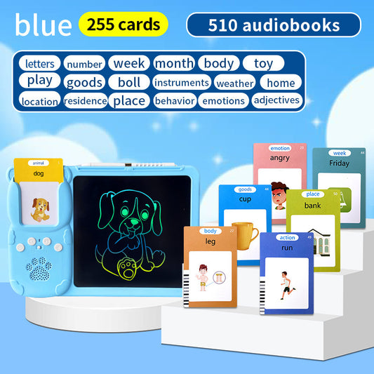 Blue (255 cards, pure English) Kids Interactive Early Education Toy: Combination Card Reader & LCD Drawing V888-ELOSUNG26173
