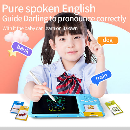 Blue (255 cards, pure English) Kids Interactive Early Education Toy: Combination Card Reader & LCD Drawing V888-ELOSUNG26173
