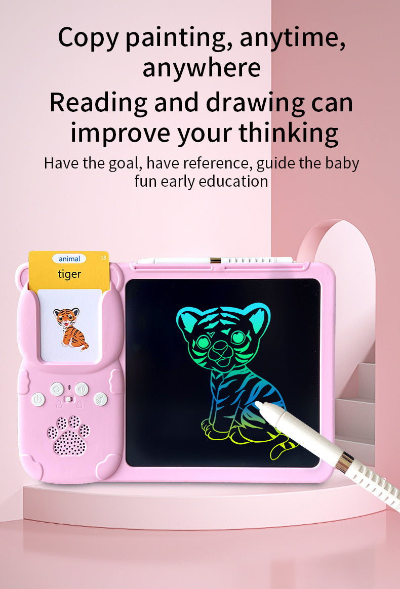 Blue (255 cards, pure English) Kids Interactive Early Education Toy: Combination Card Reader & LCD Drawing V888-ELOSUNG26173