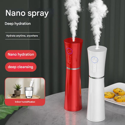 White 2 in 1 Cool Mist Humidifier and Facial Moisturizer - USB Rechargeable Portable Nano Sprayer V888-ELOSUNG26187