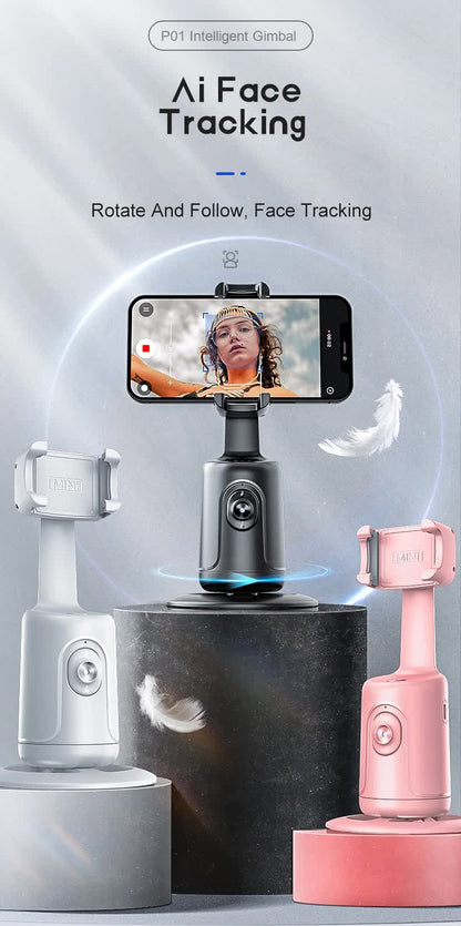 White AI Smart Auto Tracking Phone Holder - 360 degrees Rotation Face & Body Tracking Mount V888-ELOSUNG26197