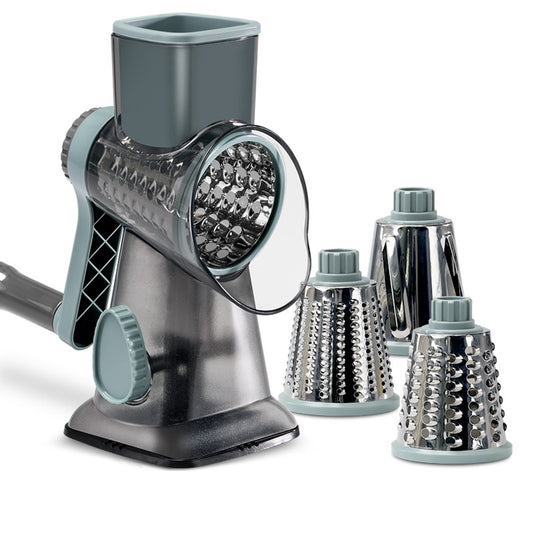 Blue Rotary Cheese Grater & Vegetable Slicer - Manual Shredder with 3 Interchangeable Drums V888-ELOSUNG26210