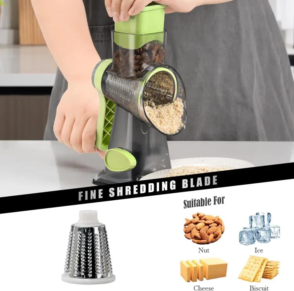Blue Rotary Cheese Grater & Vegetable Slicer - Manual Shredder with 3 Interchangeable Drums V888-ELOSUNG26210