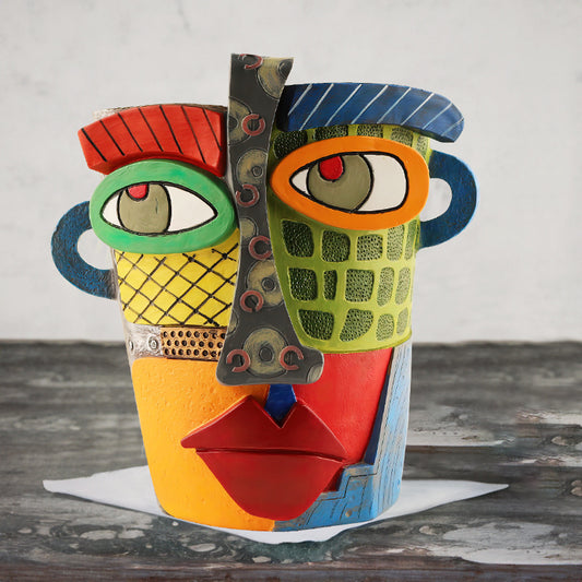 Abstract Face Planter Pot - Artistic Resin Decor for Succulents & Plants (Colorful models - 12.5*12*9CM) V888-ELOSUNG26219