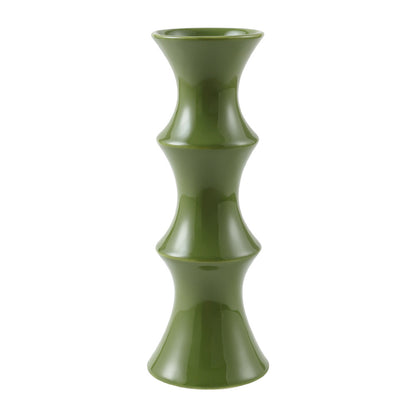 Glossy GreenCeramic Vase - Unique Bamboo-Look Design (25.5x9x7cm) V888-ELOSUNG26222