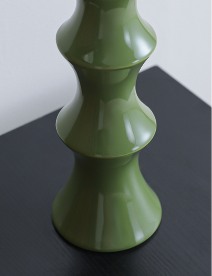 Glossy GreenCeramic Vase - Unique Bamboo-Look Design (25.5x9x7cm) V888-ELOSUNG26222