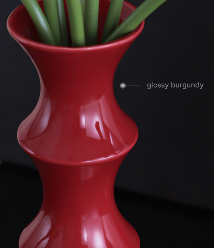 Glossy Red Ceramic Vase - Unique Bamboo-Look Design (25.5x9x7cm) V888-ELOSUNG26223