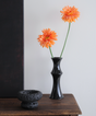 Glossy Black Ceramic Vase - Unique Bamboo-Look Design (20x8x5.5cm) V888-ELOSUNG26227