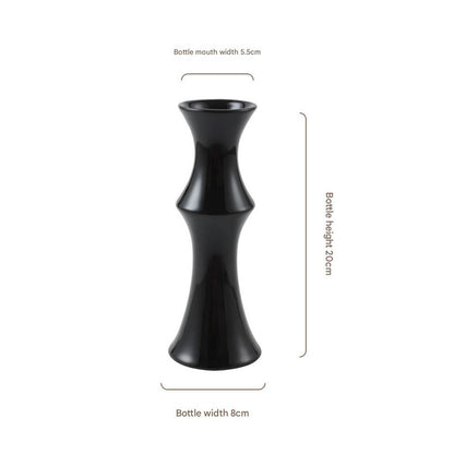 Glossy Black Ceramic Vase - Unique Bamboo-Look Design (20x8x5.5cm) V888-ELOSUNG26227
