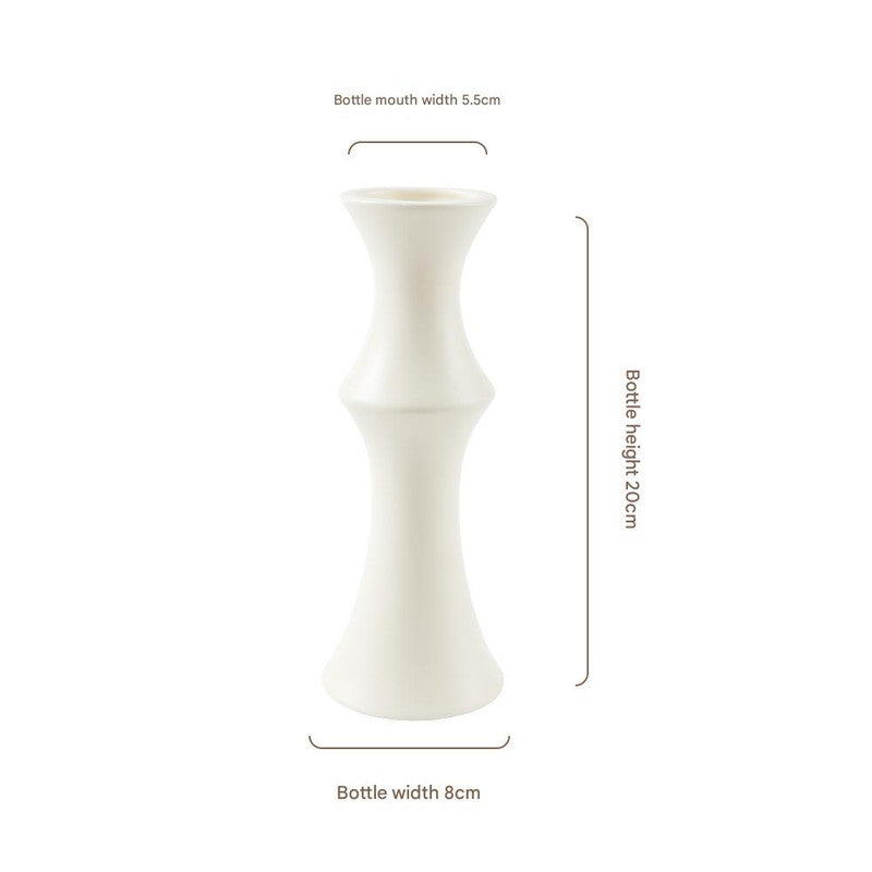 Matte White Ceramic Vase - Unique Bamboo Shape Design (20x8x5.5cm) V888-ELOSUNG26228